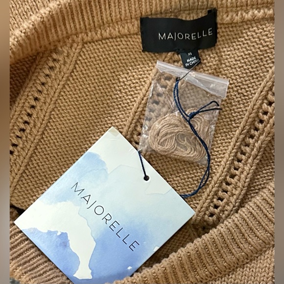 NWT Marjorelle Landau Long Sleeve Bodycon Midi One Shoulder Sweater Dress Camel - Picture 9 of 10